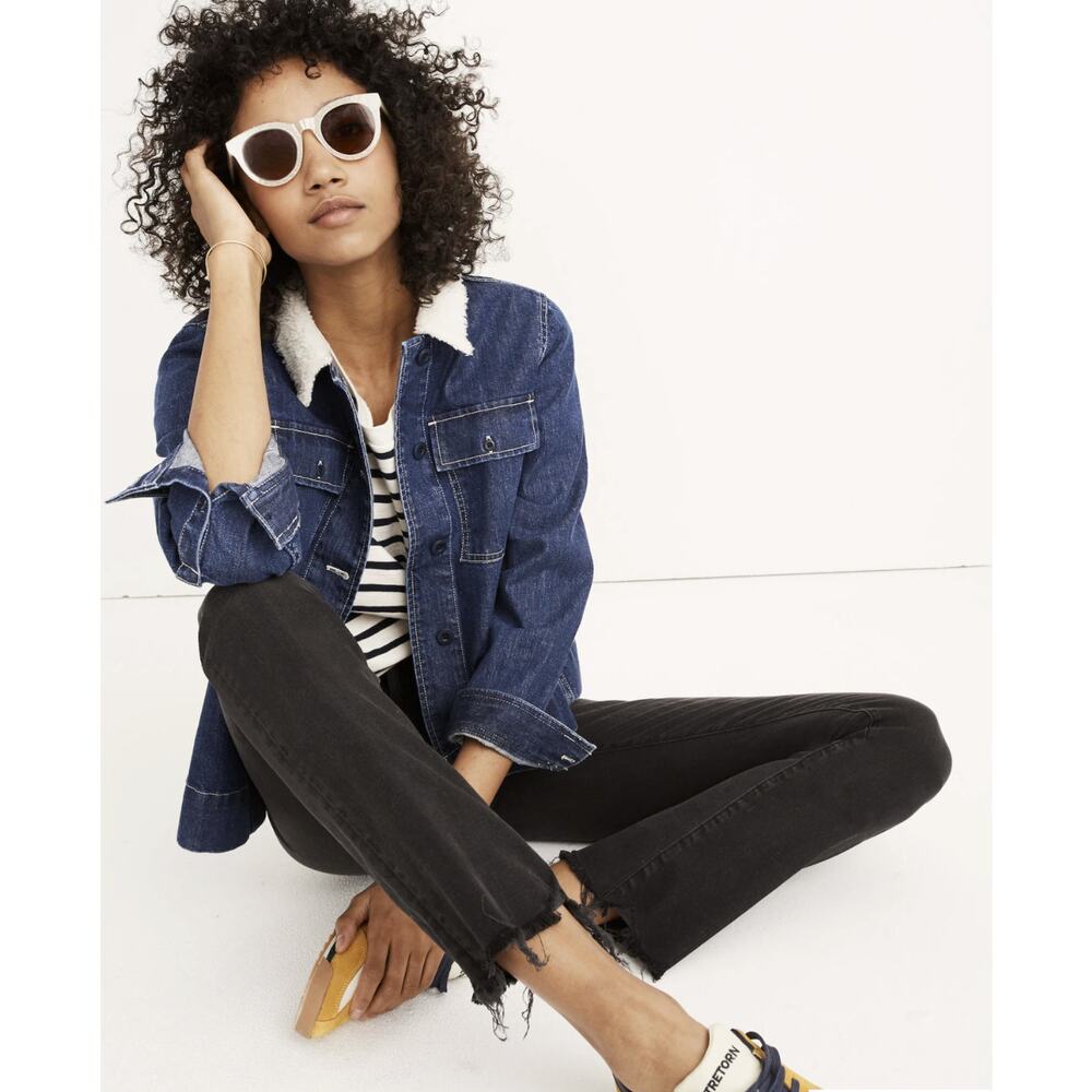 Madewell Cali Demi-Boot Jeans in Berkeley Black:‎ Chewed-Hem Edition Size 25